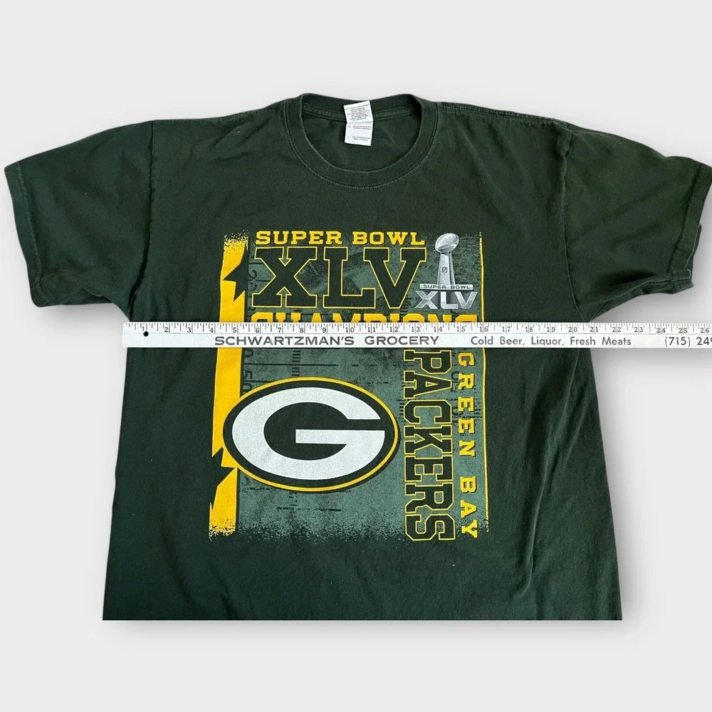 Green Bay Packers Super Bowl XLV Champions T-Shirt Mens Large Green NFL